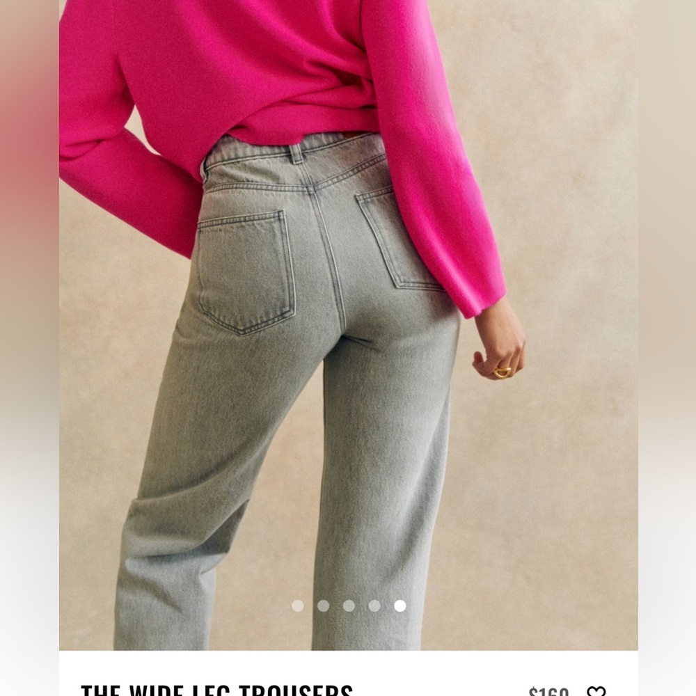 Sezane Wide Leg Trousers Jeans Womens 36, US 4, Light Grey Wash NWT - Picture 5 of 7